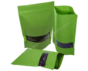 Green Stripped full Rectangle Window Paper Bag