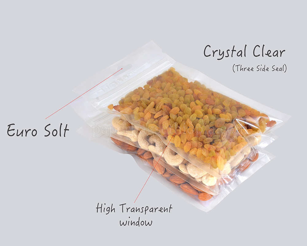 Ultra clear three side seal pouch